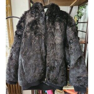 Ablanche Urban Furfitters Hooded Faux Fur Black Coat Excellent Condition XXL